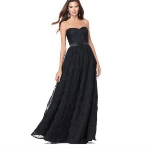 Adrianna Papell Rosette Strapless Gown with Beaded Accent - Picture 1 of 12